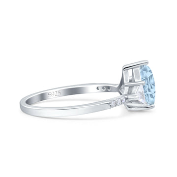 Teardrop Pear Art Deco Engagement Bridal Ring Triangle Simulated Aquamarine CZ 925 Sterling Silver